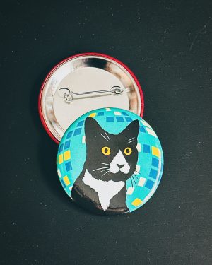 Disco Daft Cat Round Button